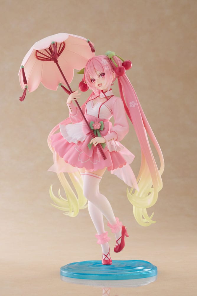 Taito Hatsune Miku AMP Statue Newley Written Sakura Miku Dress 21 cm