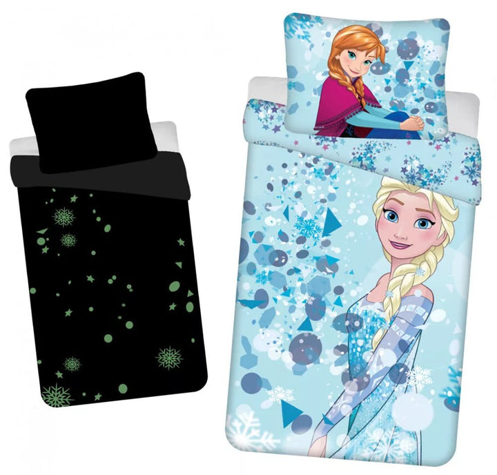 Kinderbettwäsche Die Eiskönigin mit Leuchteffekt 140x200, 70x90 cm, 100% Baumwolle von diliras.com | Dein Shop für Bettwäsche Kinder