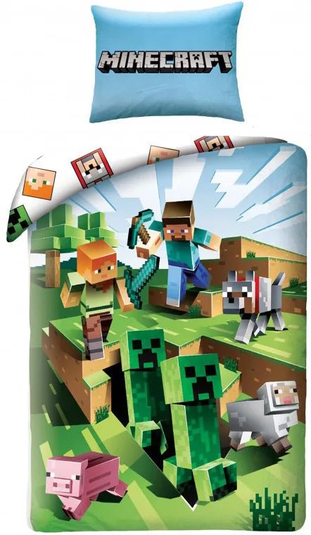 Minecraft Bettwäsche 140x200 cm + 70x90 cm, 100% Baumwolle von diliras.com | Dein Shop für Bettwäsche Kinder