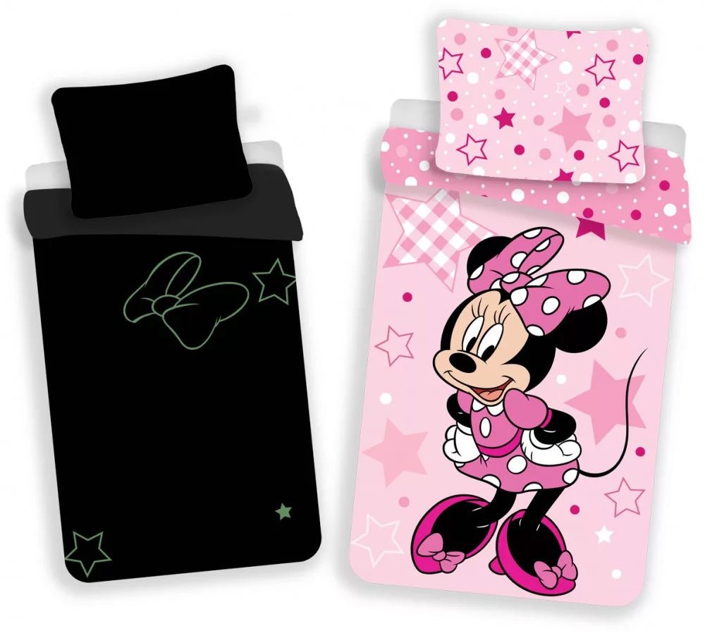 Minnie Mouse Bettwäsche inkl. Leuchteffekt 140x200 cm + 70x90 cm, 100% Baumwolle von diliras.com | Dein Shop für Bettwäsche Kinder