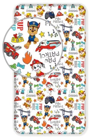 Paw Patrol Spannbettlaken weiß 90x200 cm von diliras.com | Dein Shop für Bettlaken 90x200 cm